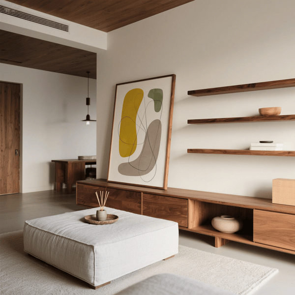 Modern Abstract Wall Art for neutral palette bedrooms, Gray and White colors