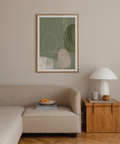 Minimalist Line Art wall art print showing flowing linework and soft layered blocks