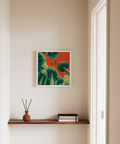 Bird in Flight Wall Art featuring Green trees and Red sky for bedroom