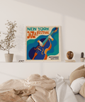 Modern New York Jazz Festival Art Print with Orange hues suitable for office wall art