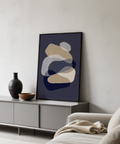 abstract art shapes design Blue Gray for contemporary hallway wall art