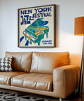 Colorful New York Jazz Festival Print art print for creative workspace in Green, Blue, Beige