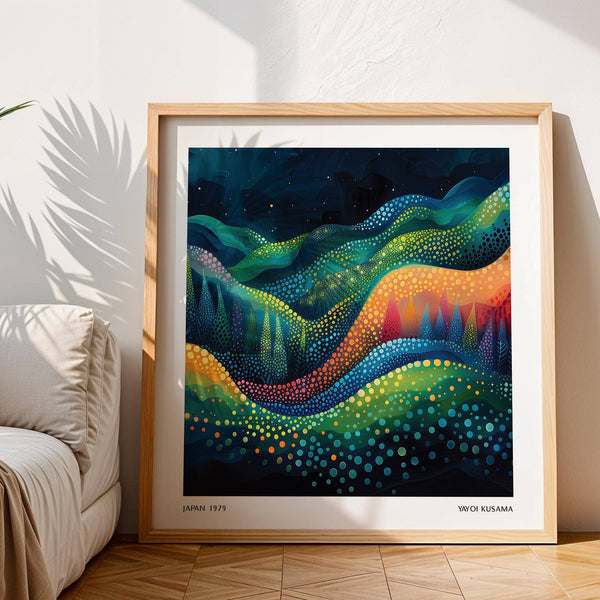 Square scenic wall art print for creative studio or bedroom decor