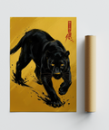 Panther Art Print yellow and black tones for hallway wall art