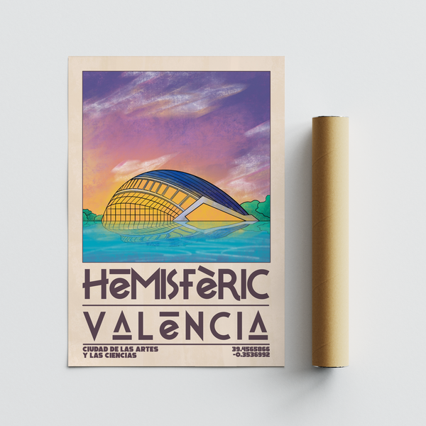 Urban artwork of curved roadway lined with balconies and geometric windows