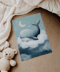 Serene Whale Nursery Wall Art in blue and white for bedroom decor