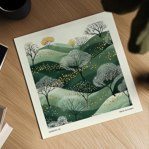 Modern green hills poster for serene interiors.