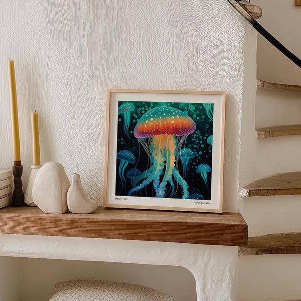 Magical jellyfish design used as whimsical art unique wall artwork