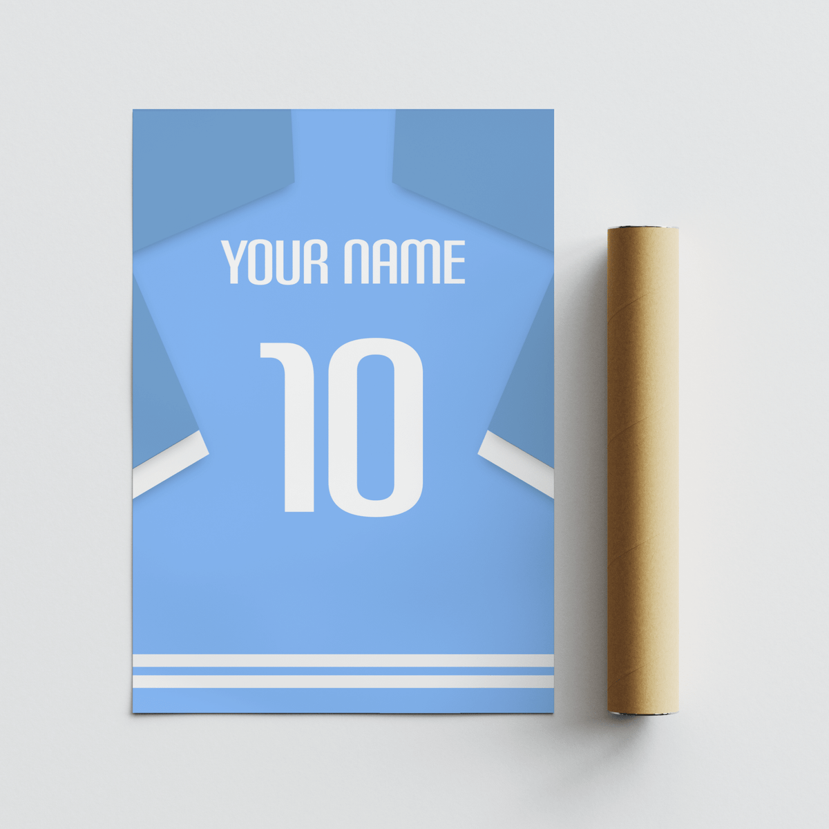 Close crop of Lazio Football Shirt Poster showing tall rounded font details