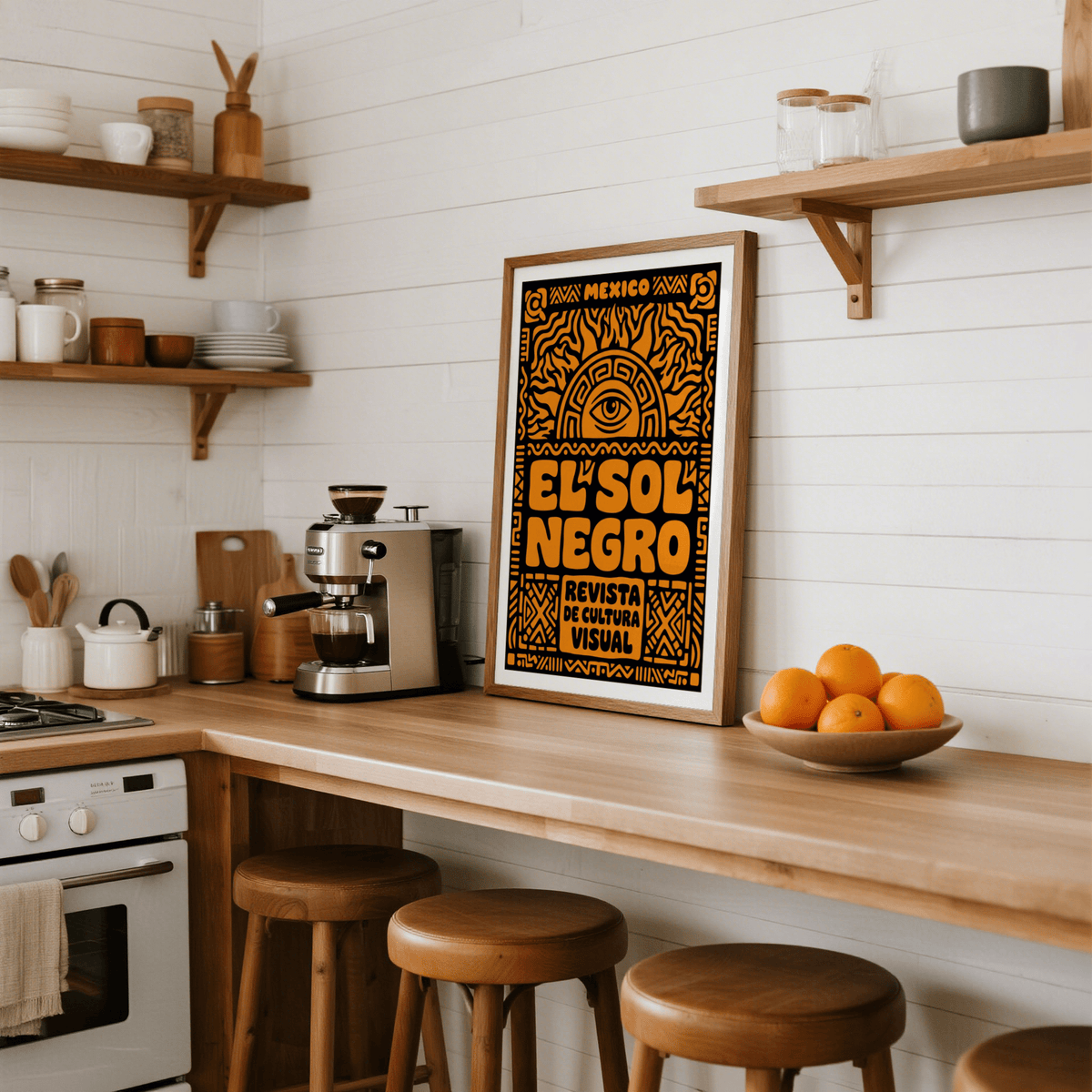 Typography-focused Mexican Culture Art Print with eye emblem and sun rays