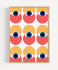 Modern Bauhaus furniture group-inspired poster with colourful geometric shapes for living room decor