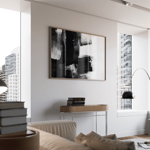 Minimalist Black and White Art Print with White, Black for study wall art