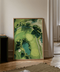 Aerial Golf Landscape Poster showing putting green, flag, and water hazard