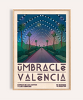 Valencia City Poster showing palm-lined walkway under dotted arches