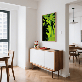 Green Modern Buddha Print for serene home office poster