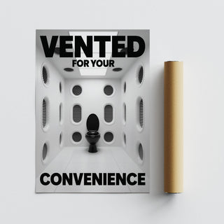 Humorous vent-themed toilet print in grayscale—a top Funny Toilet Sign.