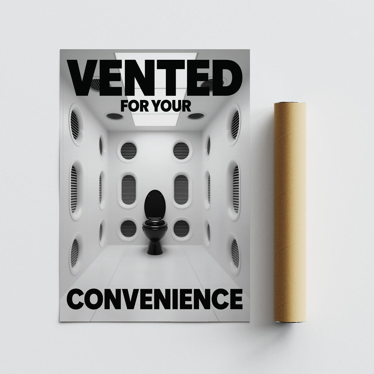 Humorous vent-themed toilet print in grayscale—a top Funny Toilet Sign.