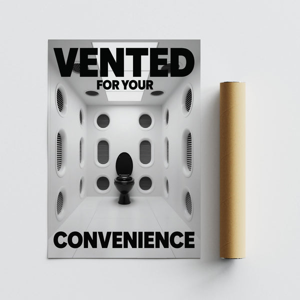 Humorous vent-themed toilet print in grayscale—a top Funny Toilet Sign.