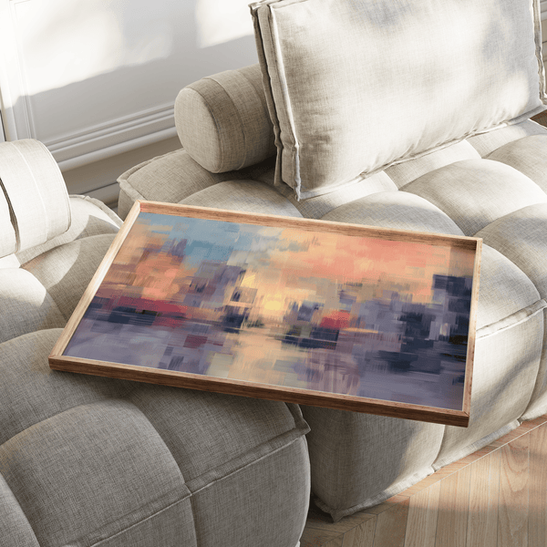 Abstract Sunset Art Print in multicolored tones for entryway poster
