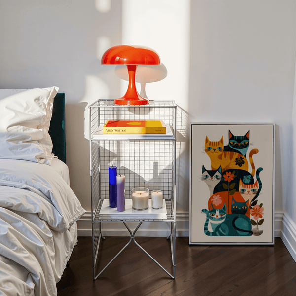 Charming Colorful Cat Wall Art with multicolored palette, loved by cat enthusiasts