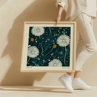 High-quality dandelion wall art print with soft earthy tones