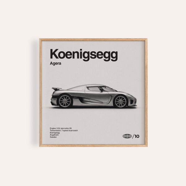 Koenigsegg Car Print in Gray and Black for living room wall art