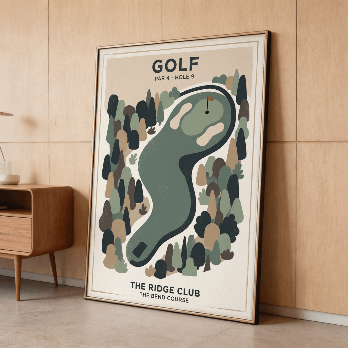 Close-up of Golf Landscape Print showing sand bunker contours