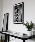 Graphic zebra stripes art print for black and white interiors