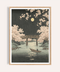 Cherry Blossom Art Print with Black and Beige for living room wall art