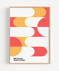 Modern mid-century living room wall art with colourful geometric design