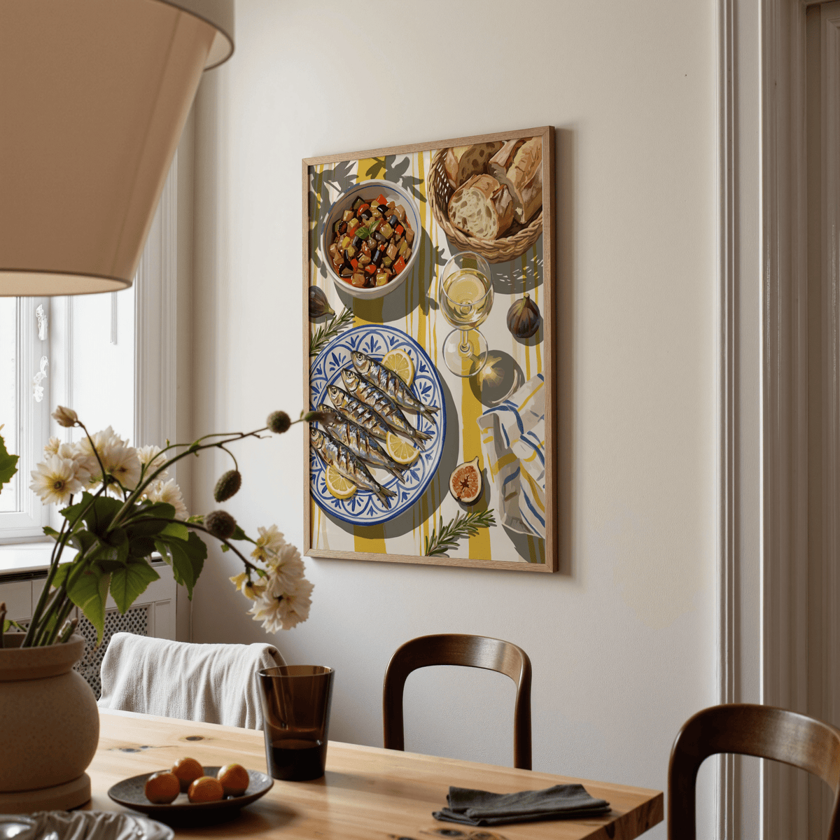 Blue patterned plate in Mediterranean Kitchen Decor for dining room inspiration