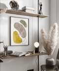 Geometric Abstract Poster decor in Yellow, Green, Brown, Beige for minimalist room
