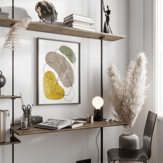 Geometric Abstract Poster decor in Yellow, Green, Brown, Beige for minimalist room