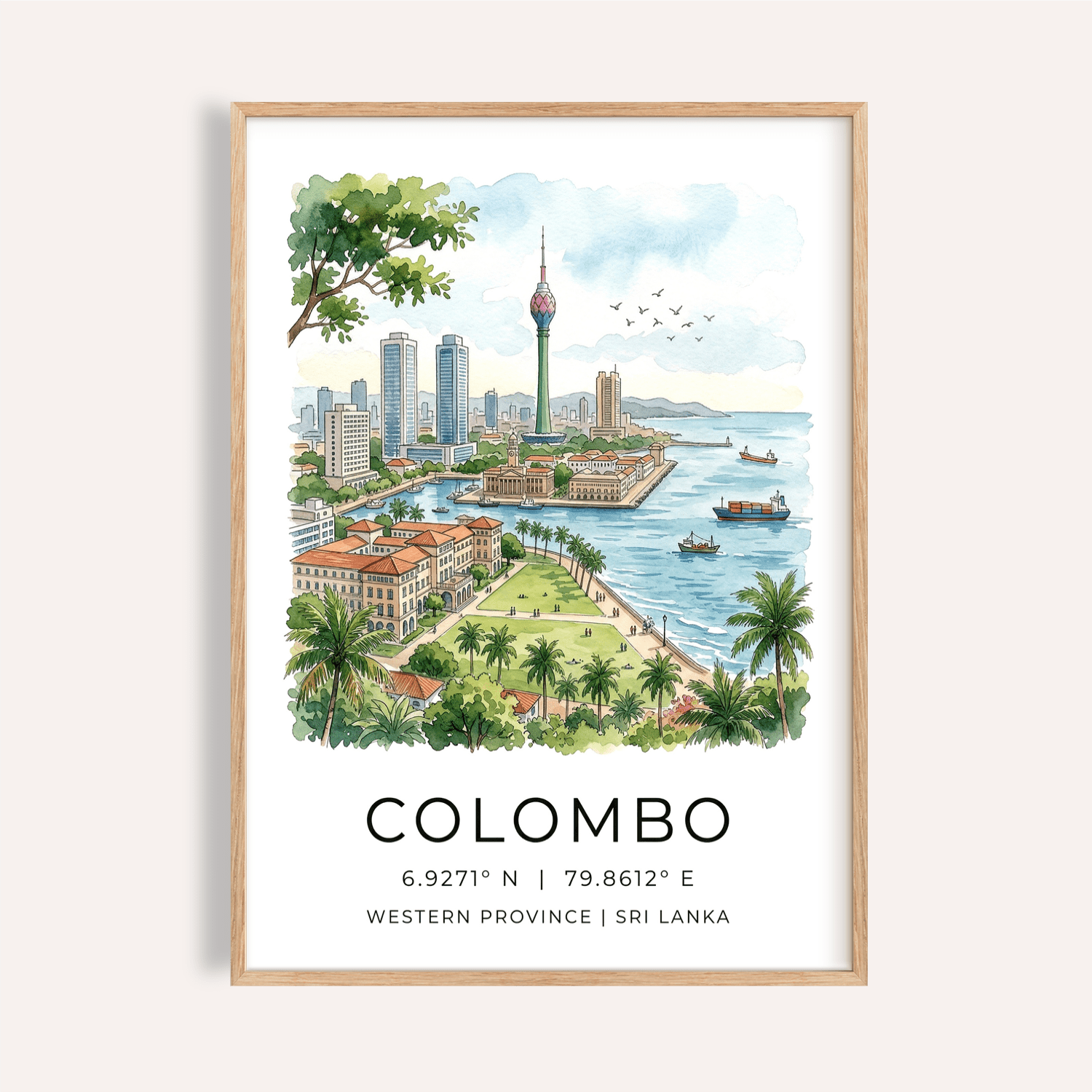 Colombo Skyline Art Print | Travel Wall Decor