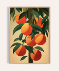 Orange Tree Art Print in orange and green for kitchen wall art poster