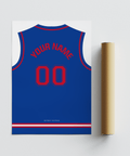 Graphic sports jersey print in Blue, Red, White with centered 00 block number