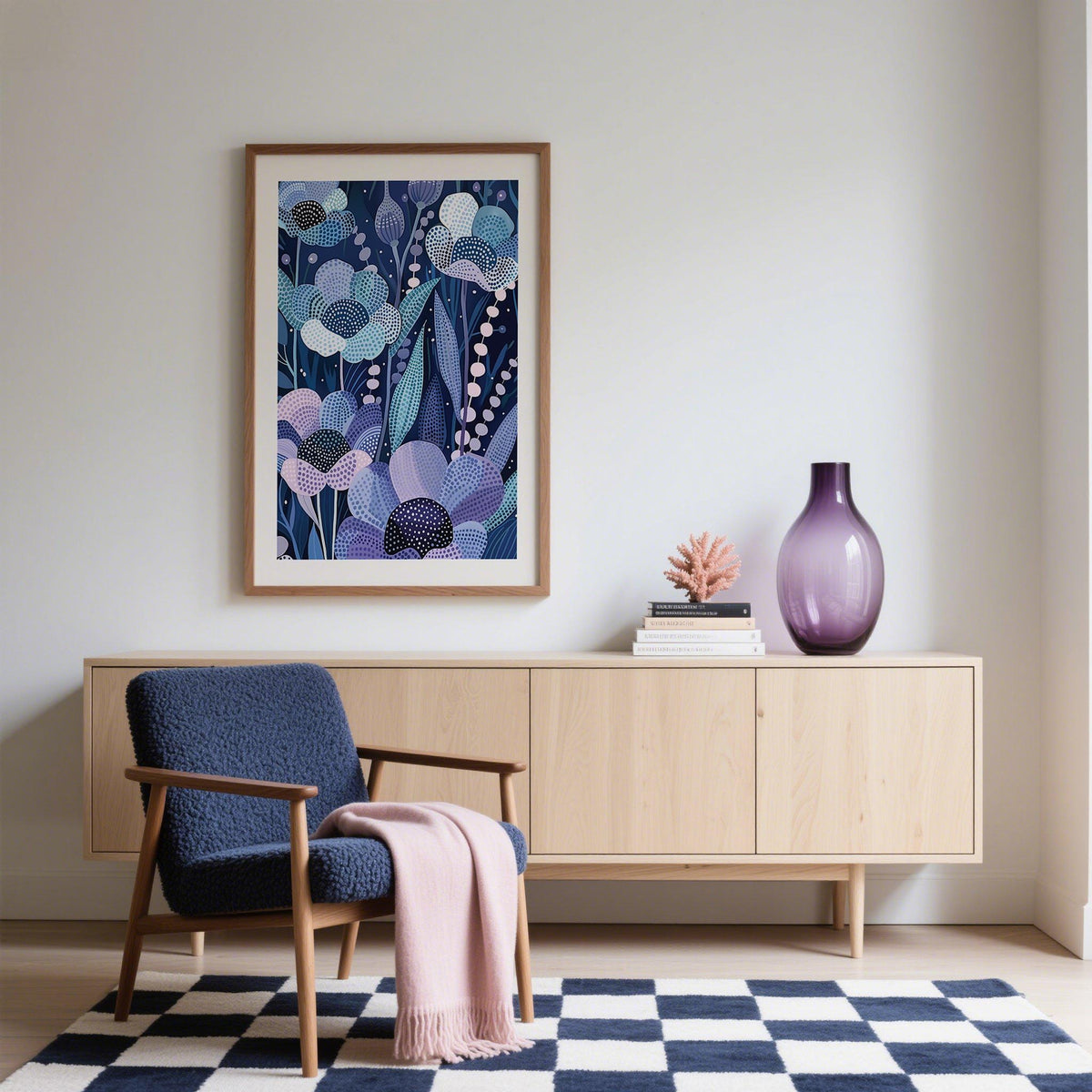 Floral Modern Flower Art featuring dotted textures and bold color contrast.