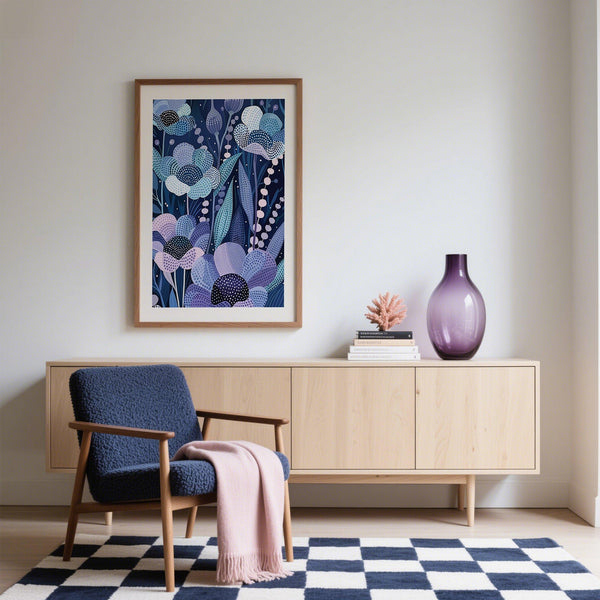 Floral Modern Flower Art featuring dotted textures and bold color contrast.