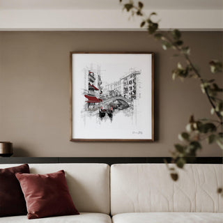 Travel poster square format wall art of Venice Italy architecture