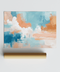blue pink abstract painting for entryway featuring Blue, Pink, Orange, and White poster