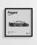 Minimalist Pagani Huayra Art Print in black and white, den wall art