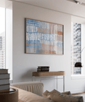 Dining room Contemporary Abstract Print wall art, Blue Pink Beige highlights