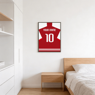 Graphic football shirt poster with large 10 and YOUR NAME across the upper back
