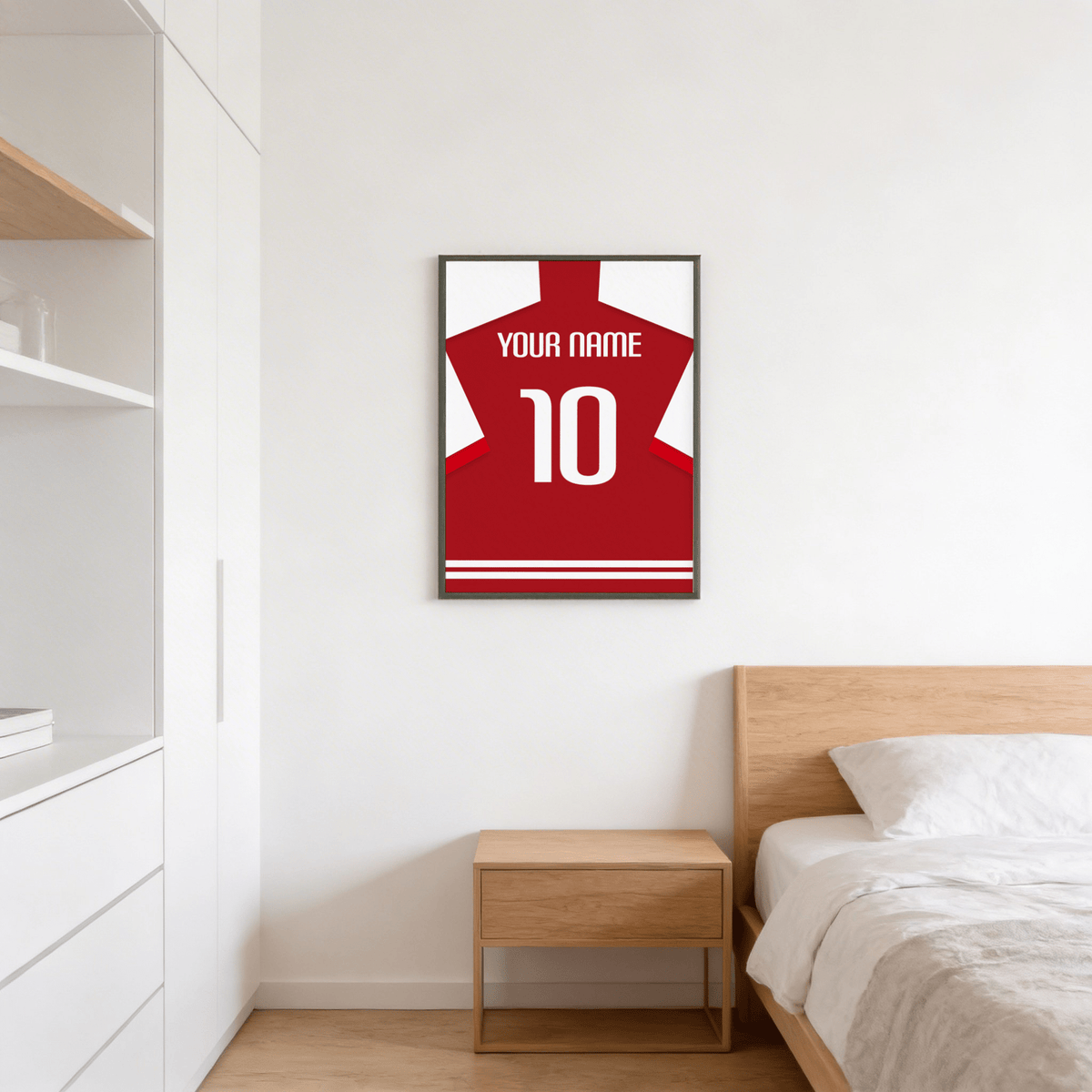 Graphic football shirt poster with large 10 and YOUR NAME across the upper back