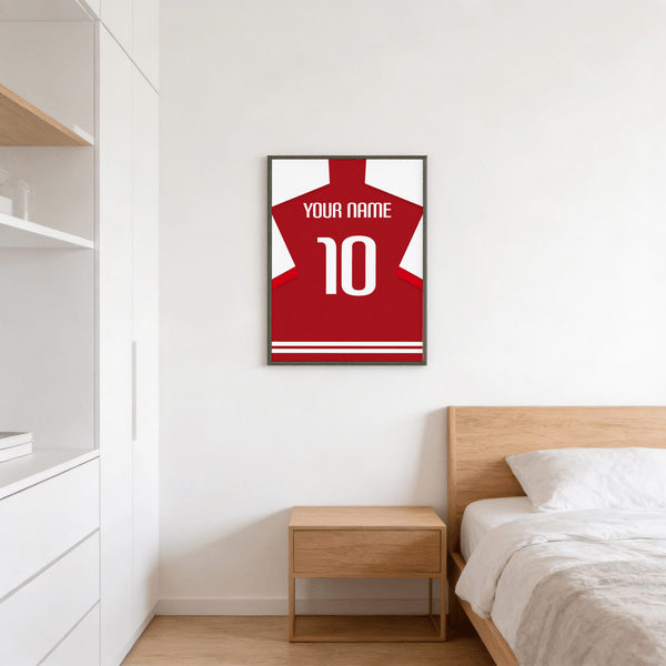 Graphic football shirt poster with large 10 and YOUR NAME across the upper back