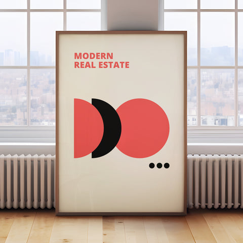 Bauhaus geometric wall art poster for modern office and minimalist living room decor