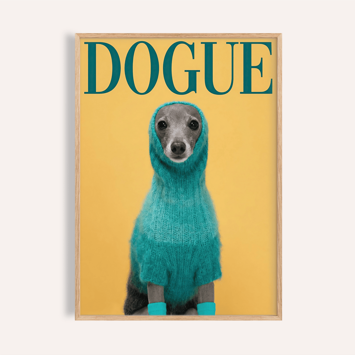 Cute Pet Wall Art with green, gray, and yellow in a fun living room poster