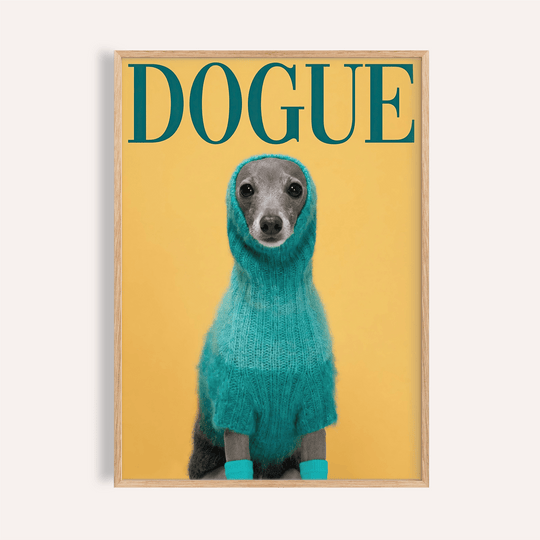 Cute Pet Wall Art with green, gray, and yellow in a fun living room poster