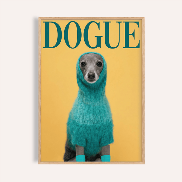 Cute Pet Wall Art with green, gray, and yellow in a fun living room poster