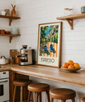 Colorful kitchen wall art featuring lemons and espresso in Italy